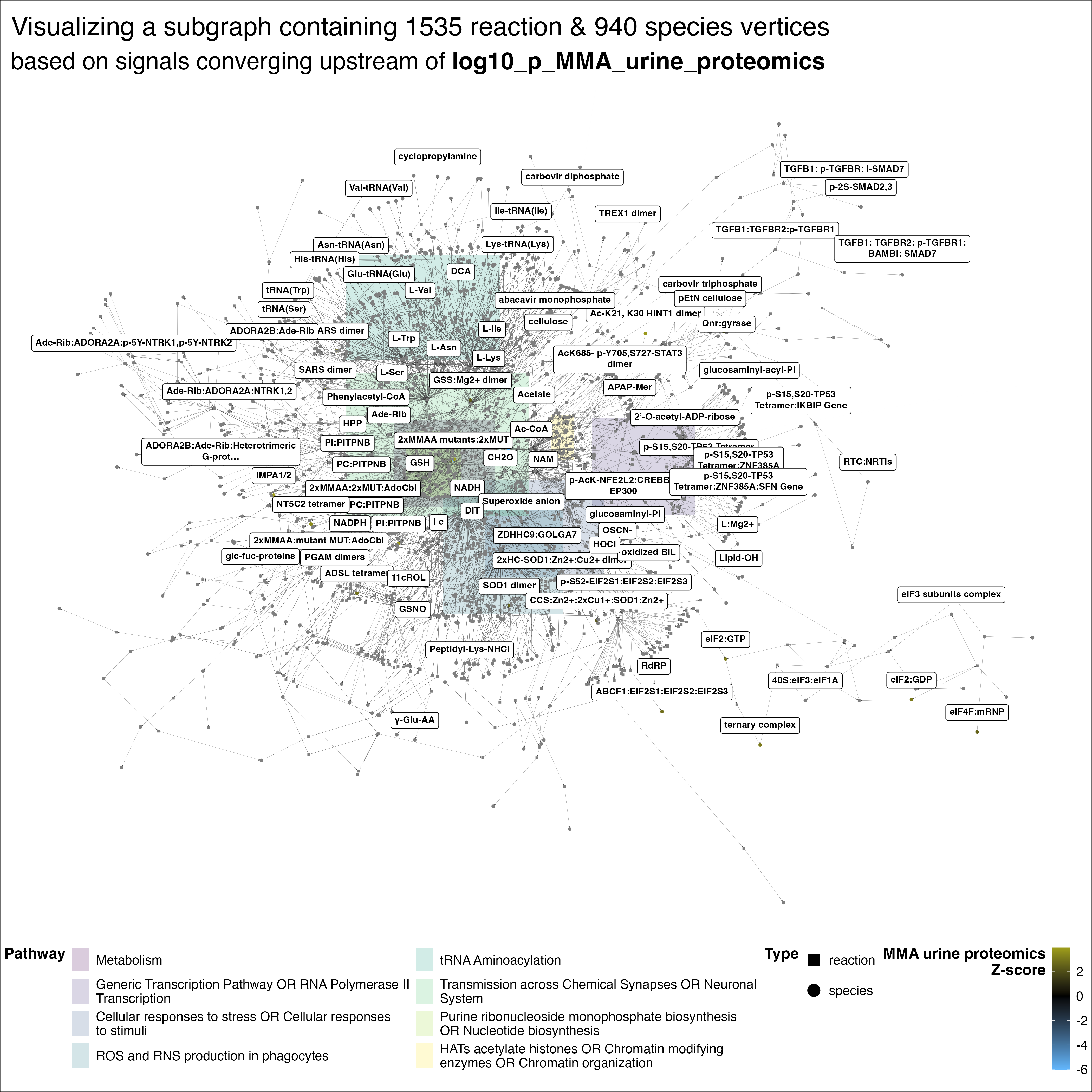 Induced subgraph of network enriched for PPR signal upstream of MMA_urine proteins